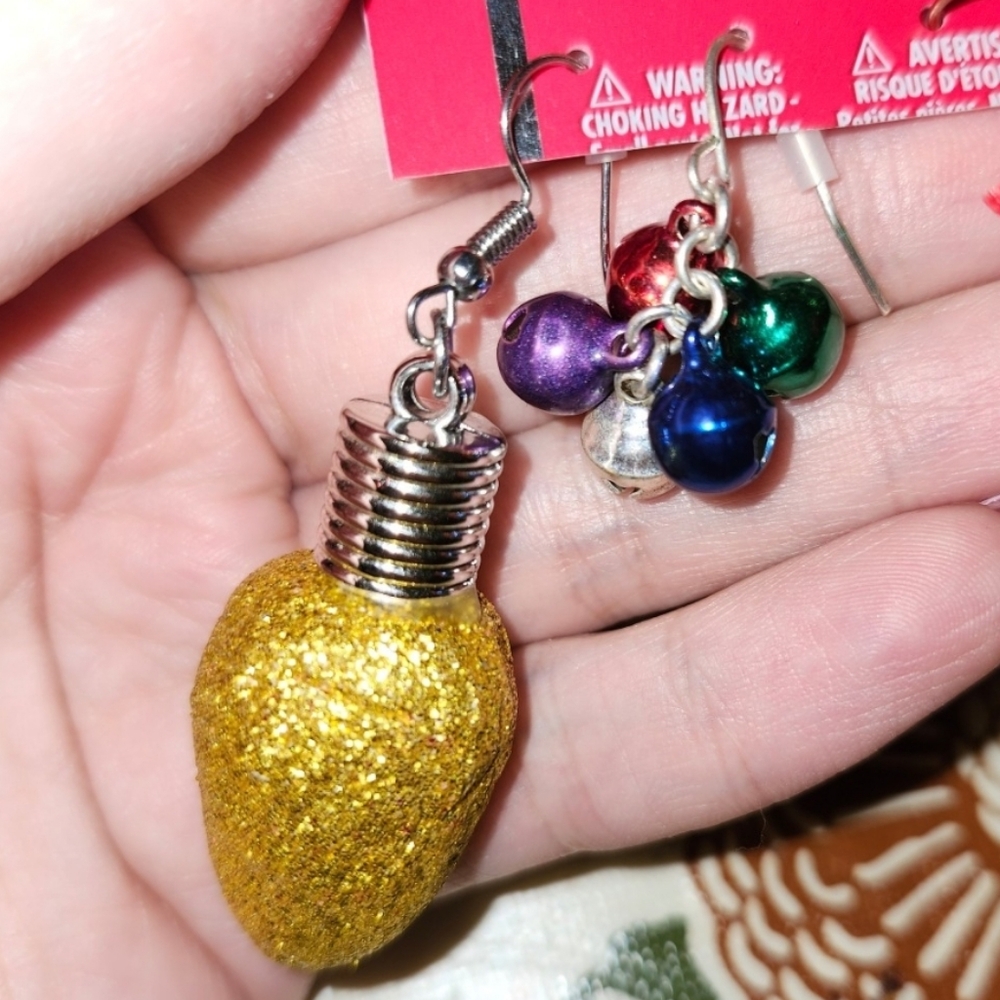 Festive Glitter Light Bulb Earrings